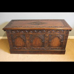 Antique Caved Oak Blanket Chest Coffer