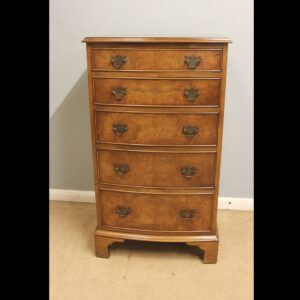 Antique Burr Walnut Bow Front Chest of Drawers