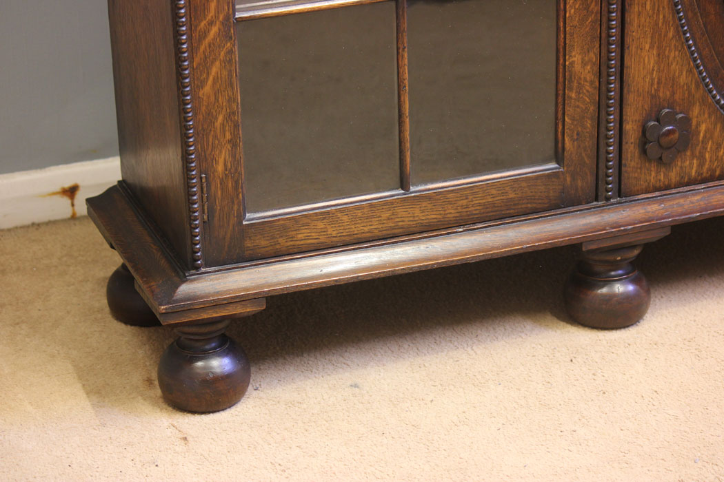 12560r10 Antique Oak Bookcase Display Cabinet, Antique Oak Bookcase Display Cabinet