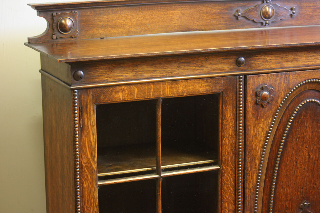 12560r11 Antique Oak Bookcase Display Cabinet, Antique Oak Bookcase Display Cabinet