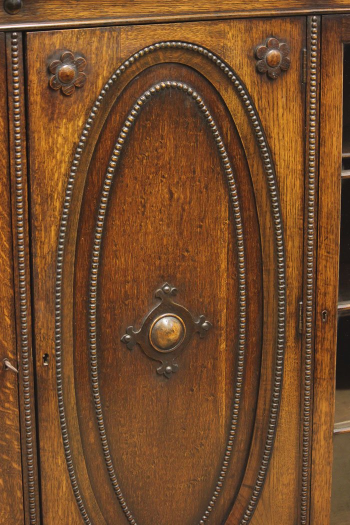 12560r7 Antique Oak Bookcase Display Cabinet, Antique Oak Bookcase Display Cabinet