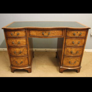 Burr Walnut Knee Hole Pedestal Writing Desk