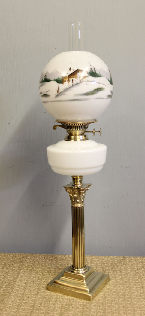 12575r2 Antique Corinthian Column Oil Lamp Antique Corinthian Column Oil Lamp